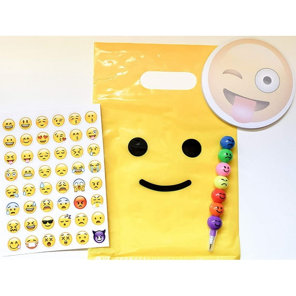 2 PACKETS of HAPPY FACE SMILEY STICKERS EMOJI BIRTHDAY PARTY LOOT BAG TOYS 